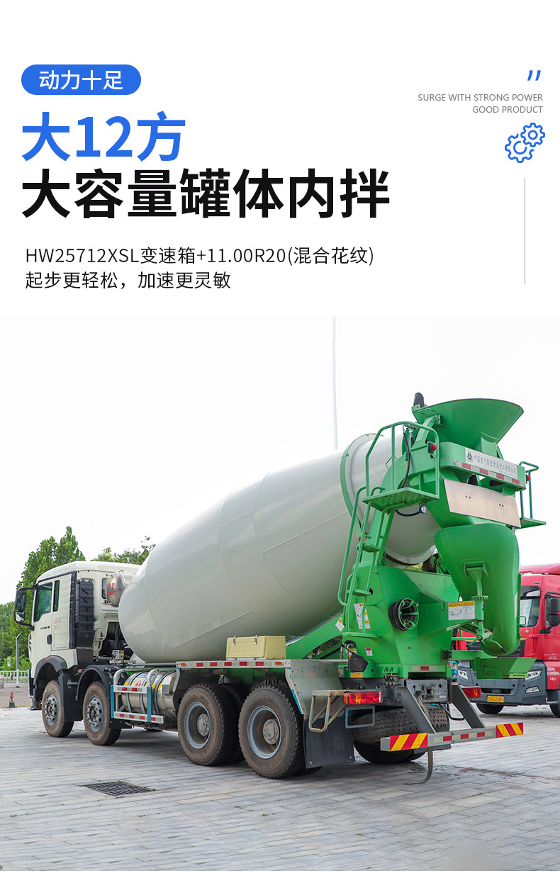 Export of Sinotruk Howo TX7 mixer truck for construction projects, with a large 12-cubic-meter concrete mixing tank, mixer transport vehicle