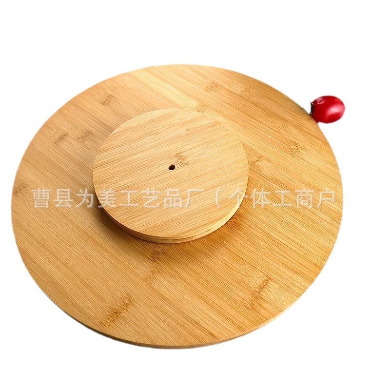 Bandeja giratoria de bambú, encimera de cocina, estante de almacenamiento de condimentos y especias, bandeja de bocadillos de frutas para la hospitalidad del hogar image 6