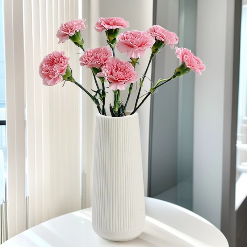 Modern Ceramic Dried Flower Vase Small Fresh Baby's Breath Ornaments White Living Room Flower Arrangement Scandinavian Home Decoration Vase