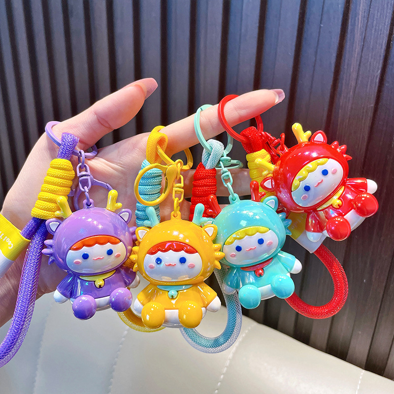 새로운 부드러운 접착제 도금 인형 키 체인 소녀 심장 학생 액세서리 여자 친구 선물 펜던트 연인 펜던트 도매