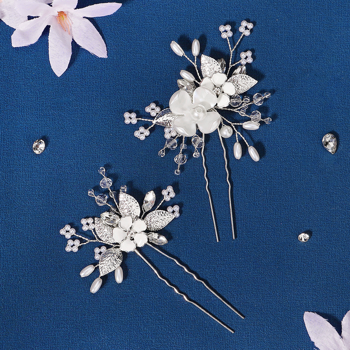 Retro Flower Alloy Pearl Hairpin 2 Pieces