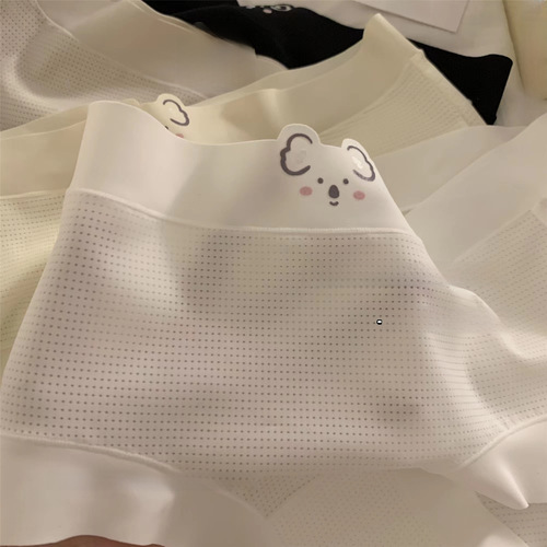 Cute girl's seamless underwear summer thin breathable butt-covering pure cotton women's large size ice silk mid-waist briefs