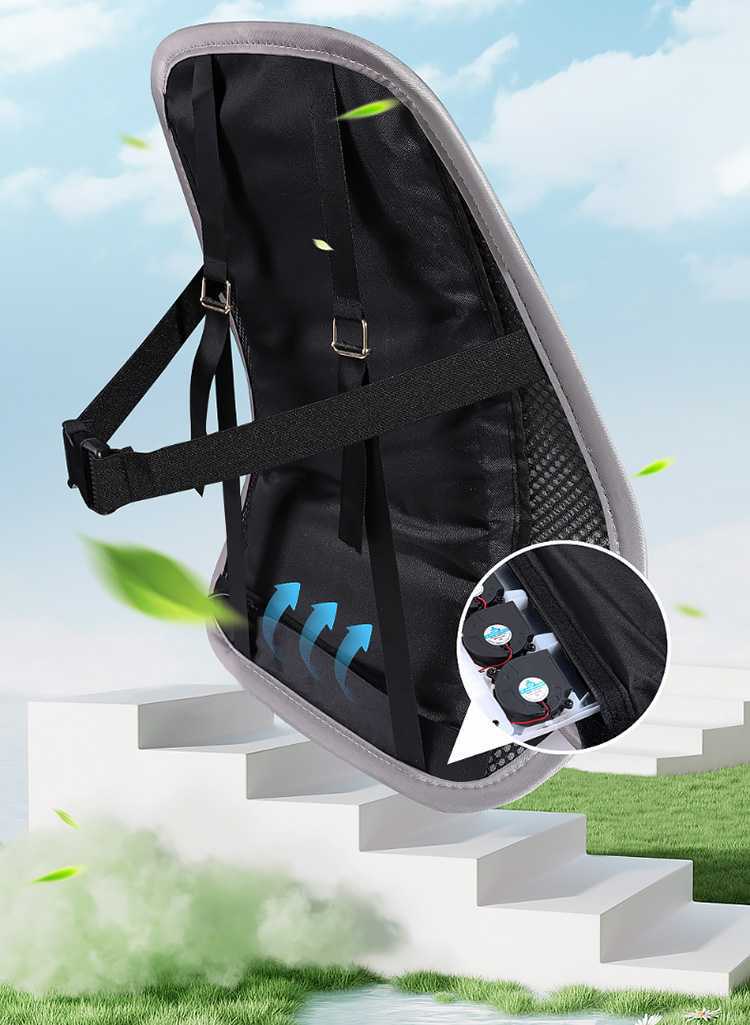 Summer Lumbar Support Cooling USB Fan Backrest Cushion Office Waist Support with Three Adjustable Wind Speeds