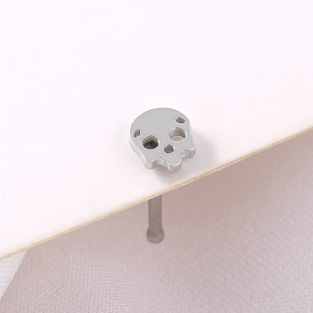 fashion stainless steel geometric puncture skull straight rod nose ornament