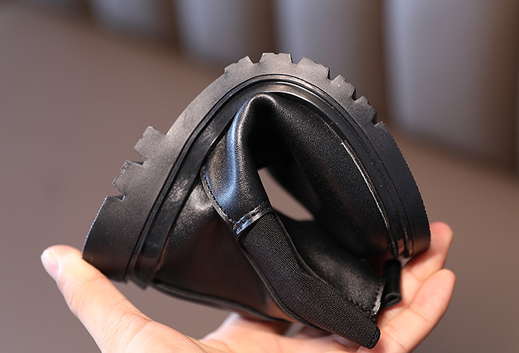 Children's Martin 2024 Spring and Autumn New Black Side Zipper Girls' Mid length British Style Pipe Boots Trend_voghion.com