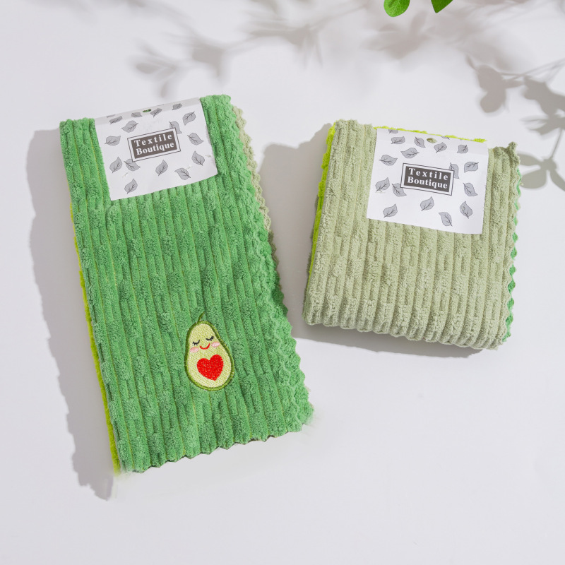 アボカドスクエアタオル、ノンスティックオイルキッチンクリーニングタオル、吸水性、糸くずの出ない刺繍ハンドタオル、厚手の食器用雑巾|undefined
