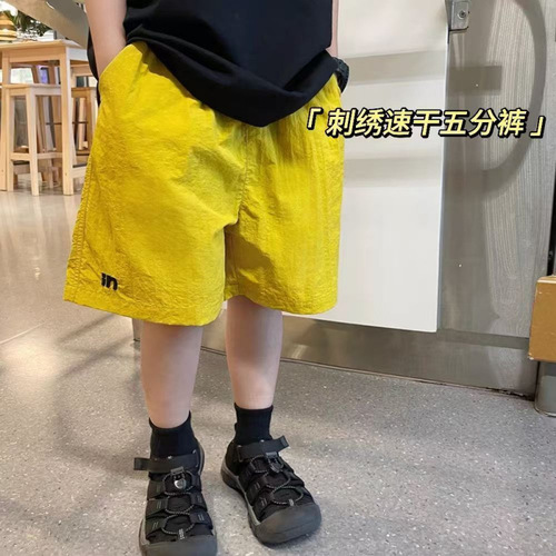 Children's Outdoor Thin Quick-Dry Five-Pocket Shorts Summer Boys' Outerwear for Middle and Large Children Korean Style Embroidered Shorts Trendy