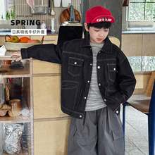 童酷2026男童春季新款时尚明线翻领宝宝上衣百搭宽松牛仔儿童外套