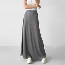 2024夏季新款灰色莫代尔半身裙女松紧高腰纯色中长款a字长裙批发