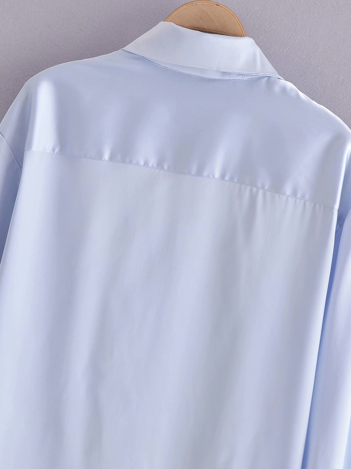 silk satin texture loose long-sleeved shirt  NSAM48254