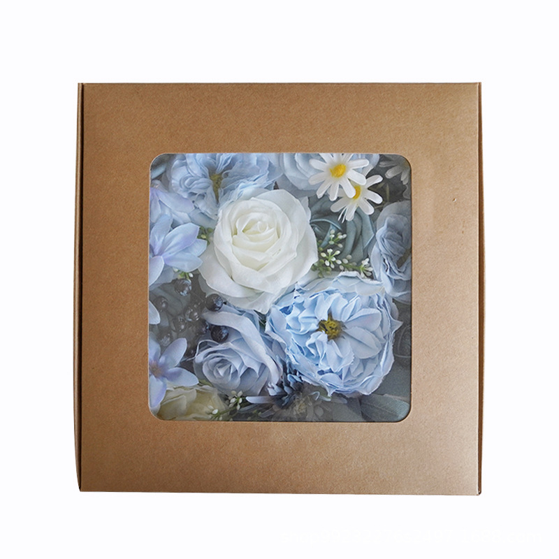 新品禮盒花仿真絹花四季款夏季藍(lán)色清新婚禮慶典手捧結(jié)婚用品DIY