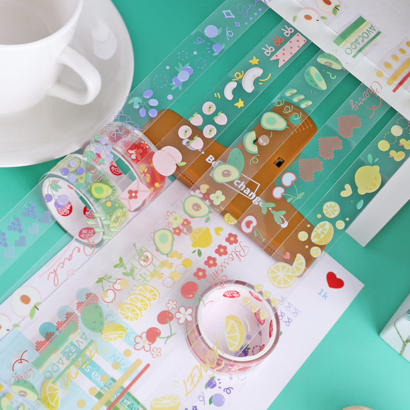 59g Weight Washi Tape Stationery Type 5 PCS/Package Quantity School Occasion PET Material Butterfly, Daisy Pattern Cute Style 5 PCS/Package Butterfly Daisy School PET Cute Washi Tape 5