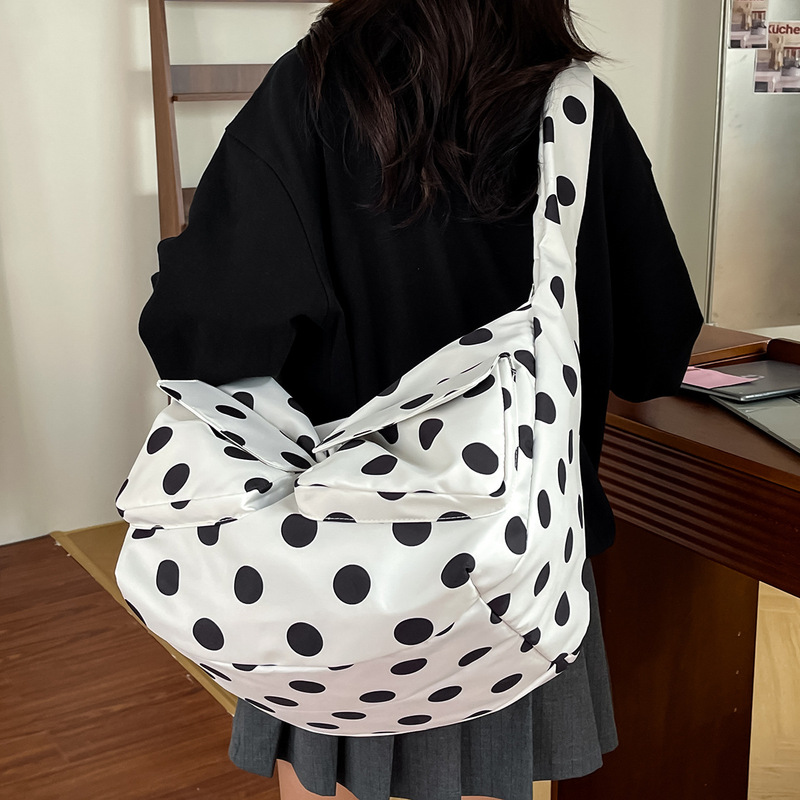 简约波点2025新款高颜值斜挎包包女时尚休闲大容量百搭通勤单肩包|undefined