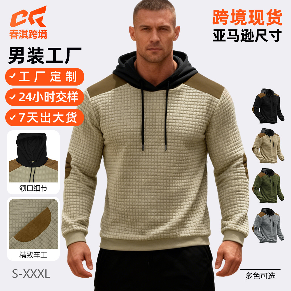 Comercio exterior transfronterizo otoño y invierno americano tamaño europeo hombre casuaje Jacquard hombre chaqueta de bolsillo con gorras