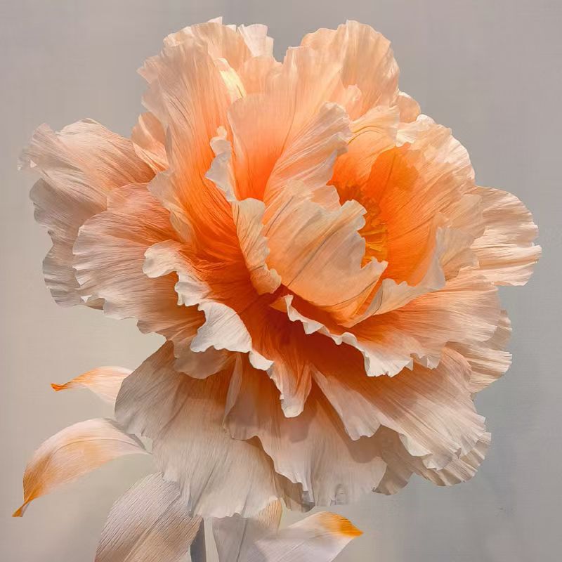 New Peony Flower Head Large Paper Art Flower Finished Handmade DIY Wedding Home Decoration Crepe Paper Guide Flower