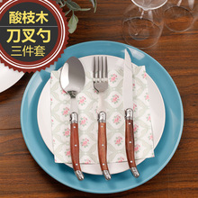 欧式盘子西餐刀叉两件套家用餐具高档叉子餐刀西餐两件件套木柄套