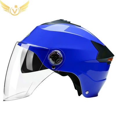 Motosiklet kaskı (dəbilqə): Helmet Motorcycle Helmet Battery - sapphire-blue-transparent-mirror