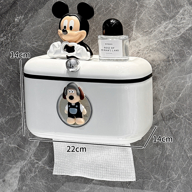 Caja de pañuelos para inodoros, caja de papel higiénico impermeable sin perforaciones montada en la pared, caja de dibujo creativa de alto valor para el baño