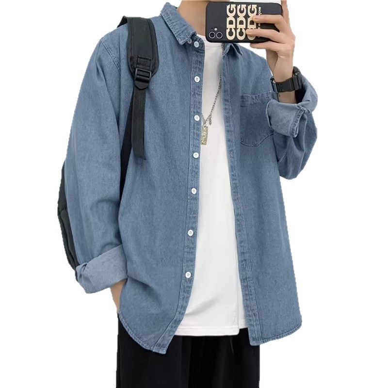Camisas de vaqueros para hombres 2026 primavera y otoño nueva camisa de hombre coreana suelta chaqueta camisa casual para hombres escuela