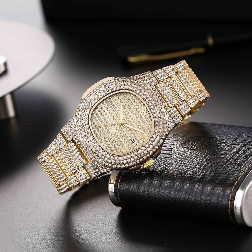 New women's diamond round pointer quartz watch suit women's full Diamond Bowl Watch (without box)_voghion.com