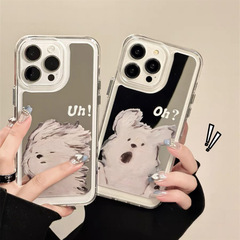 鏡面塗鴉搞怪小狗13ProMax情侶iPhone14適用蘋果15PM手機殼12新款