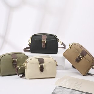 Middle-Aged Mother Bag 2025 New Fashion High-End Contrasting Color Small Square Bag Casual Genuine Leather Crossbody Bag for Women