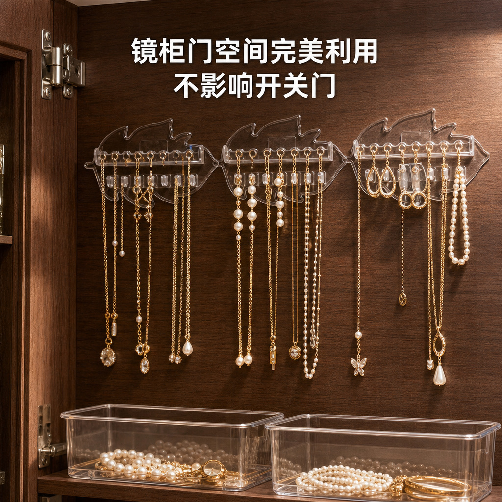 Wall-mounted jewelry rack, wall display rack, wall-mounted no-drill storage rack, earring rack, headband rack, necklace rack, cross-border
