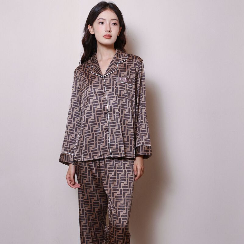 High-end light luxury pajamas Women's Spring and Autumn long sleeve suit silk 2024 new home wear Korean style printed thin