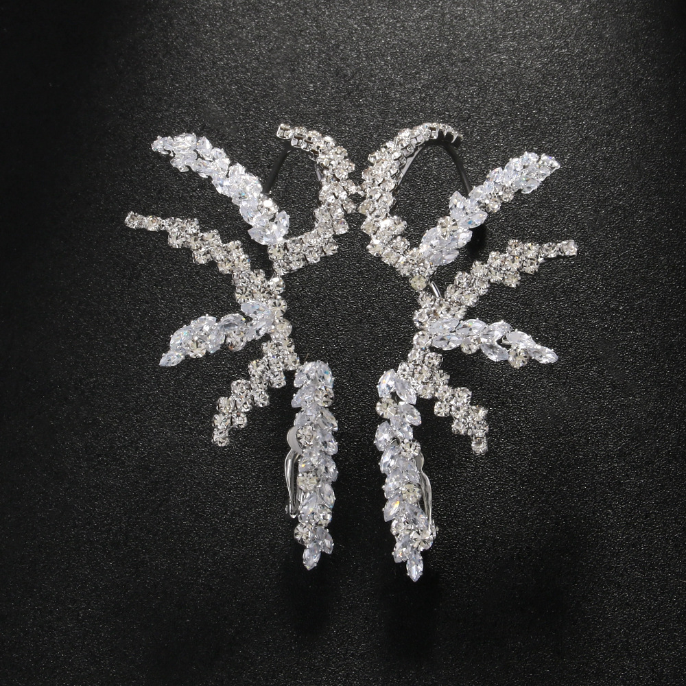 Fireworks Pattern Women's Gender Copper Rhinestones Fireworks Inlay Shiny Ear Cuffs For Women's