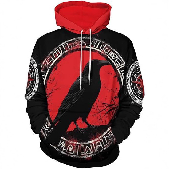 Sweat à capuche imprimé numérique 3D pour homme, avec transfert thermique et motif aigle tridimensionnel._voghion.com