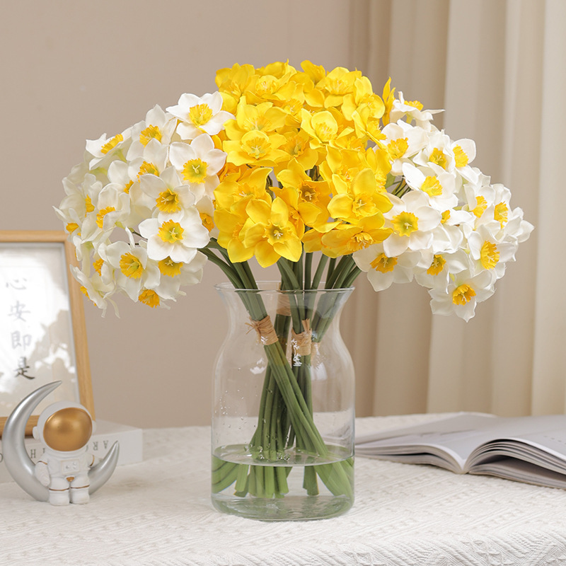 flores simuladas flores de narcisos flores de mano flores flores de mano boda flores simuladas decoración de la mesa de comedor fotografía flores de seda flores falsas