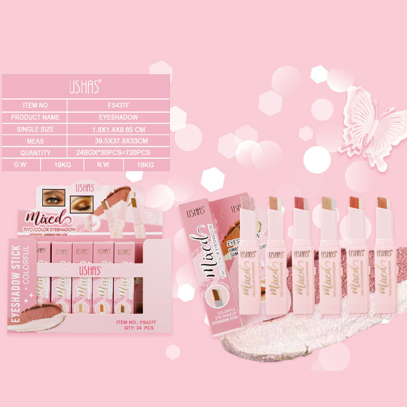 (Caja de presentación) Bolígrafo de sombra de ojos de dos colores explosivo de punto transfronterizo con 24 cajas FS437F