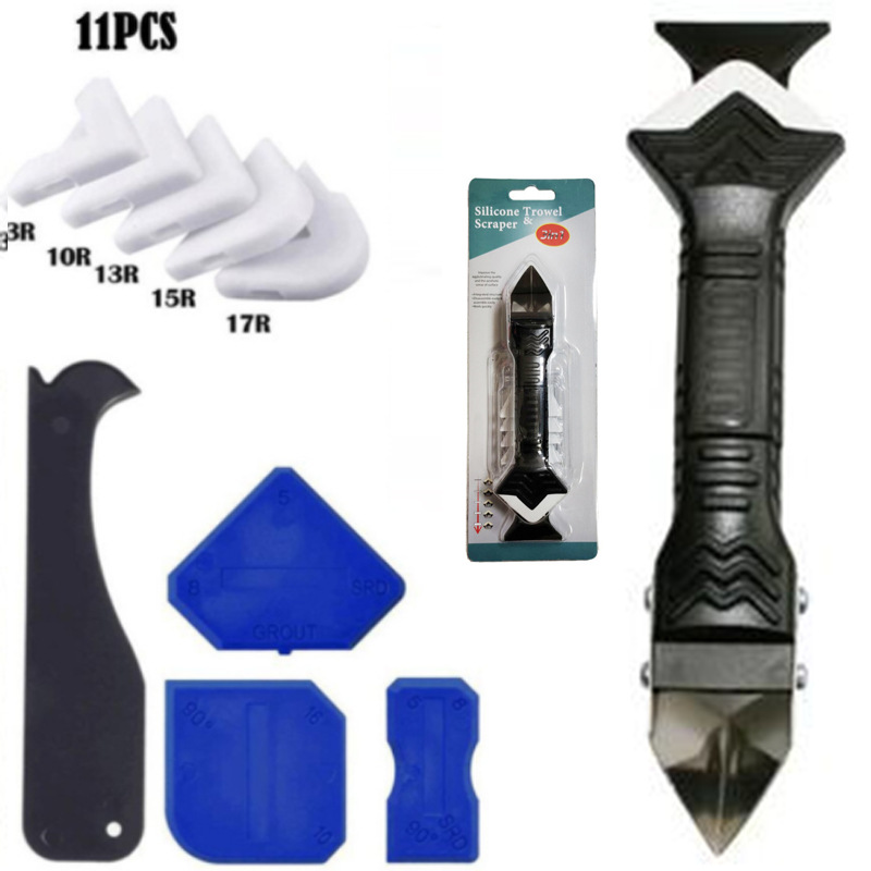 填缝工具11件填缝吸塑3合1金属刮板刮刀接头密封 美缝工具