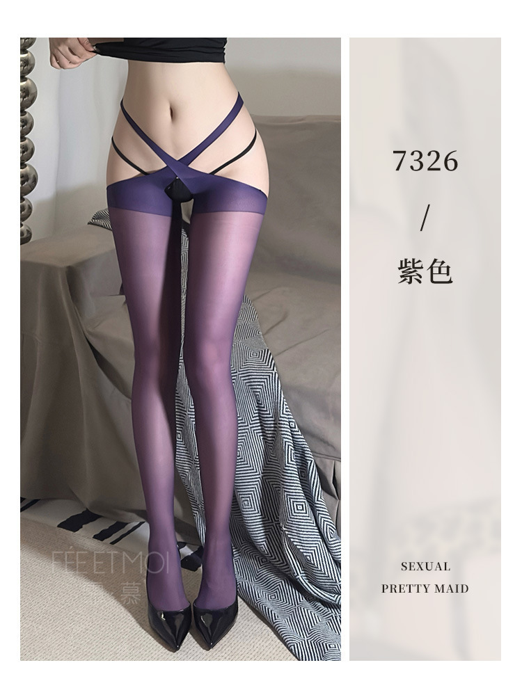 Feimu X Cross Cut-Out Crotch Pantyhose 7326 Sheer Open-Crotch Tights for Women — detail image 15
