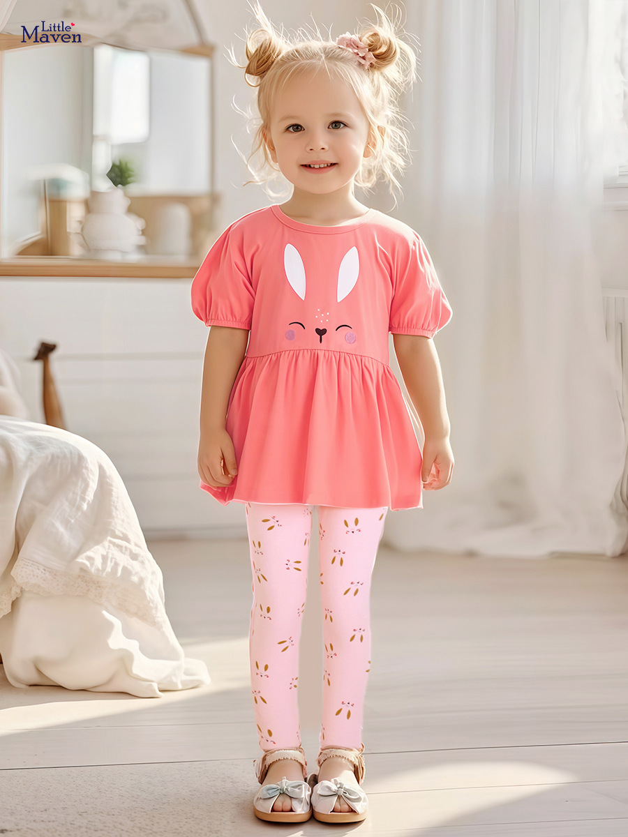 Comercio exterior transfronterizo ropa infantil al por mayor nuevo estilo europeo y americano conjuegos de niñas de algodón lindo conejito de dibujos animados conjuegos de niños