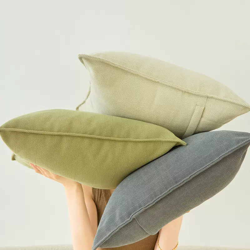 素色简约加厚抱枕套沙发靠垫套雪尼尔现代风飘窗靠背腰靠汽车靠枕