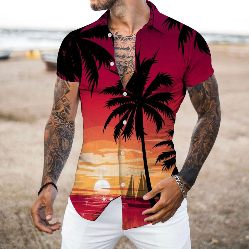 American Cross-border 2025 nueva camisa casual de cuello alto de manga corta de alta calidad para hombres MB1