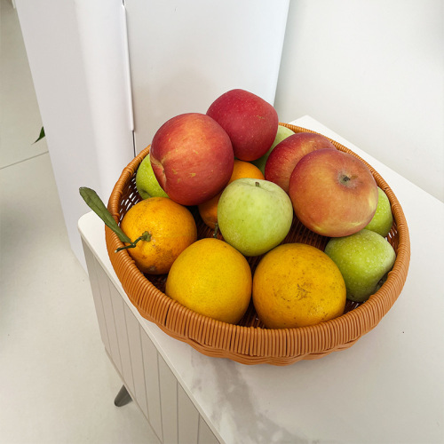 Plastic Handheld Woven Basket Outdoor Picnic Woven Basket Retro Wicker Basket Vegetable Fruit Wicker Storage Basket 