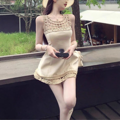 棉麻无袖连衣裙女2025夏季法式小资a字裙背心裙名媛裙子