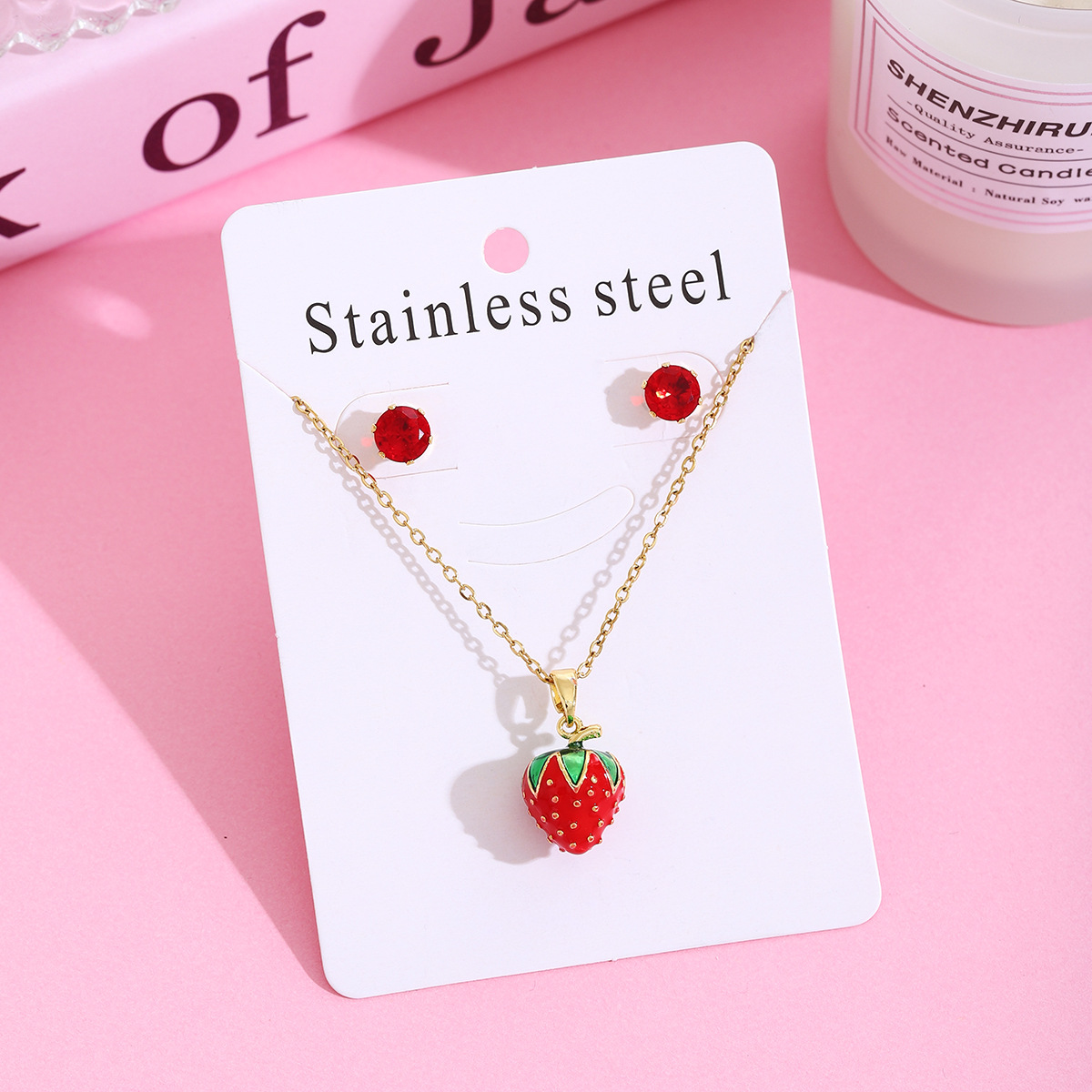 Wholesale Jewelry Sweet Cherry Strawberry 304 Stainless Steel Plating Jewelry Set Cable Chain display picture 18
