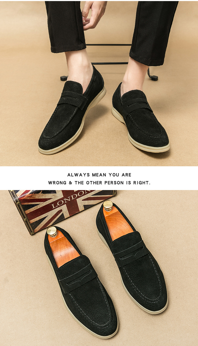 Mocassini uomo in camoscio slip-on scarpe casual comode_voghion.com