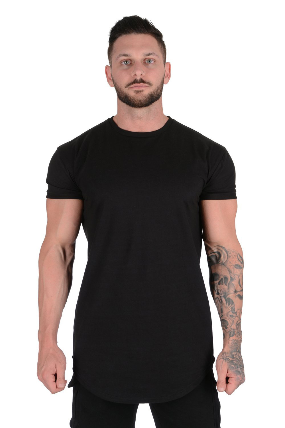 Verano puro algodón hombres corriendo deportes ocio al aire libre algodón suelta de manga corta Camiseta Comercio exterior tablero ligero puro algodón color sólido