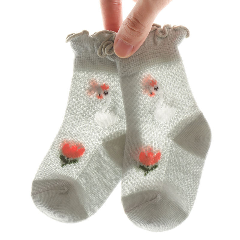 Nuevo verano ultra-Delgado oído de madera calcetines para niños calcetines de malla de algodón para bebés calcetines sueltos transpirables para bebés calcetines de niña