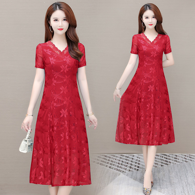 C2320 1410K VÁY ĐẦM LIỀN THÂN NỮ AIMTYQI LƯỚI MỎNG MÙA HÈ TRUNG NIÊN TRÔNG TRẺ HƠN TUỔI THỜI TRANG NỮ G04 SẢN PHẨM MỚI