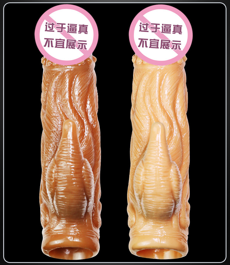 Hollow Silicone Penis Sleeve for Men, Extended and Thickened Wolf-Tooth Texture — detail image 24
