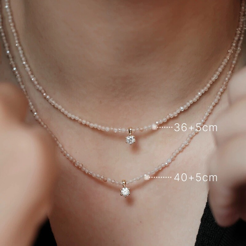 Well Sequence Champagne Zircon Mosan Diamond Color-free Necklace Overlapping High-end Light Luxury Exquisite Beaded Simple Clavicle Chain Well Sequence Champagne Zircon Mosan Diamond Color-free Necklace Overlapping High-end Light Luxury Exquisite Beaded Simple Clavicle Chain