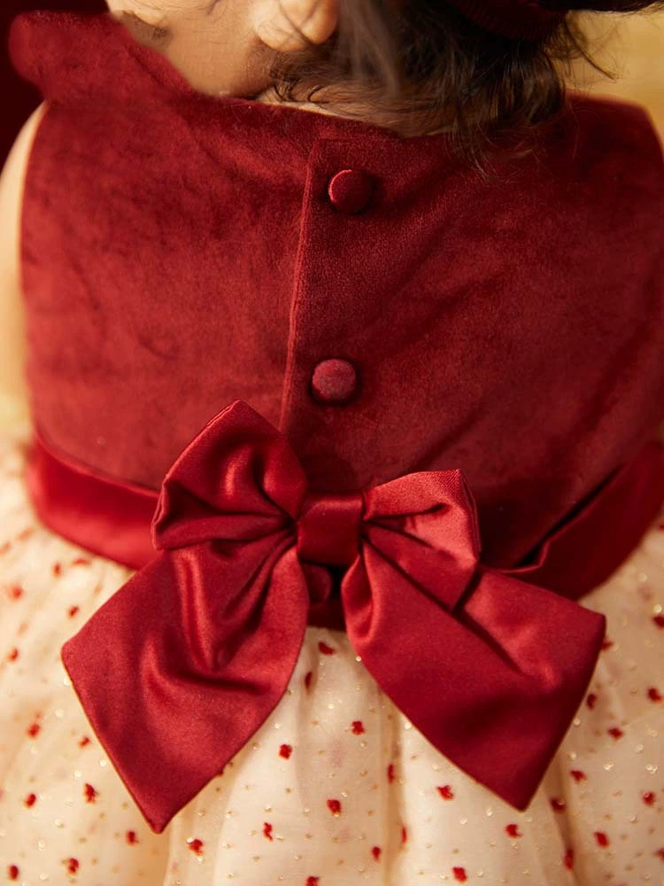 Children's dress, red small princess costume, set, boho style, Birthday gift