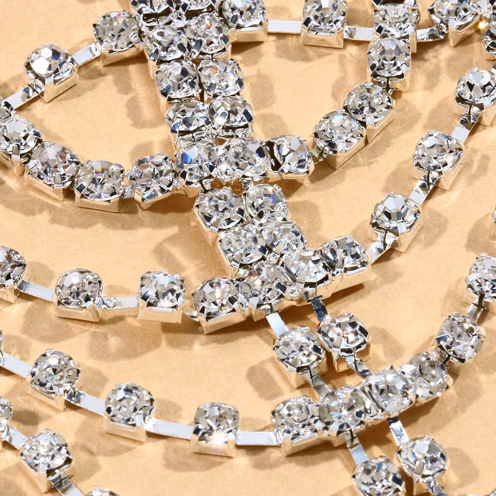 Amazon Venta caliente de las mujeres rhinestone pelo cadena partido moda diamante completo multi-capa accesorios para el cabello tocado mujer headwear