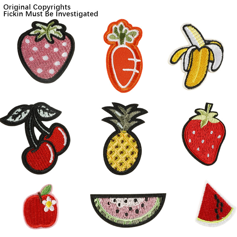 新款电脑绣花水果服装辅料饰品配件DIY补丁草莓菠萝刺绣布贴