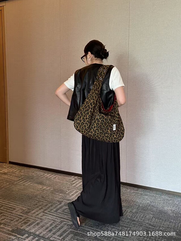 复古豹纹帆布包包女2025新款松弛感慵懒风单肩包大包大容量托特包|undefined
